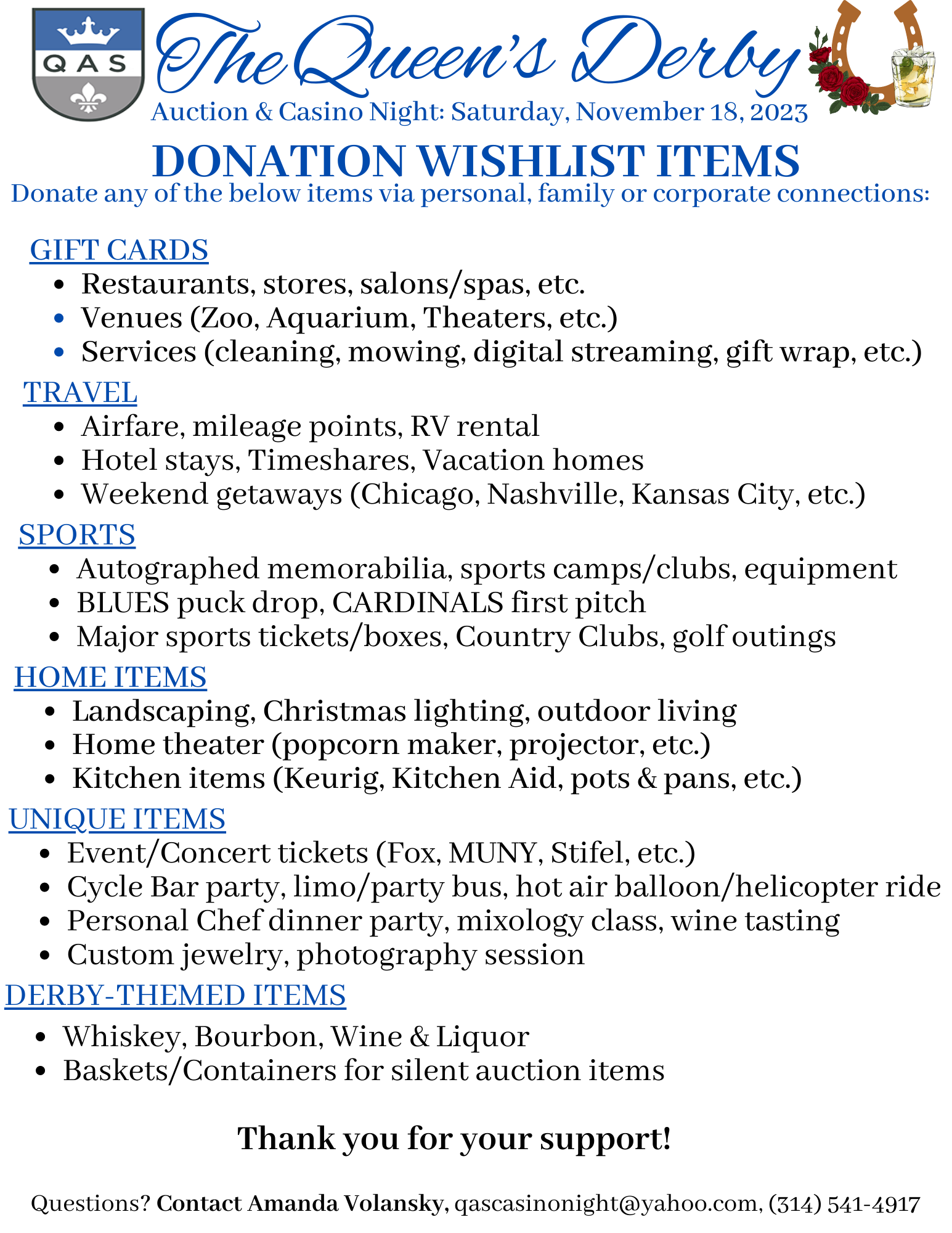 Donation Wishlist